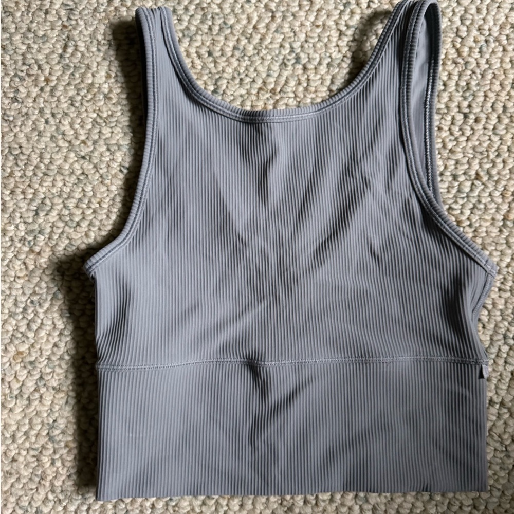 Lululemon Light Gray Ribbed Low Back Cropped Top Size 4